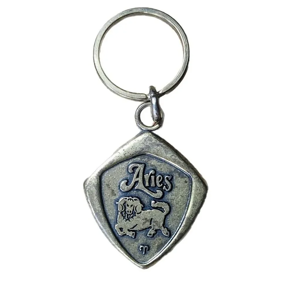 VINTAGE ARIES BRASS KEYCHAIN ZODIAC